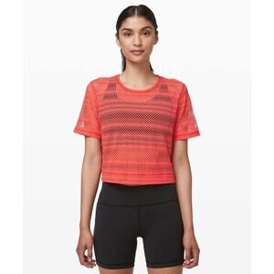 Lululemon Sweat Your Heart Out Short Sleeve in Hot Sunset Sz 6